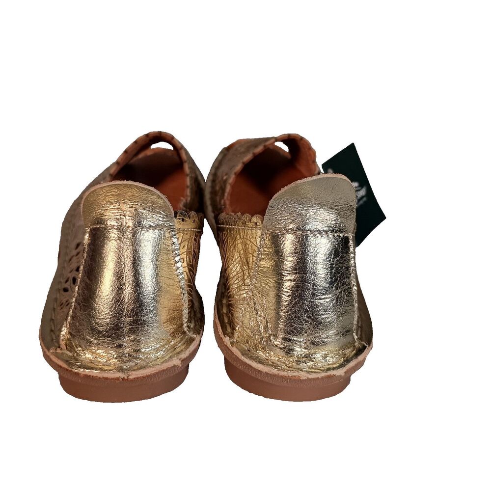 Spring Step Bormeda Shoes 37/6.5 - 7 Scalloped Slip On Peep Toe Leather Gold - Picture 7 of 11